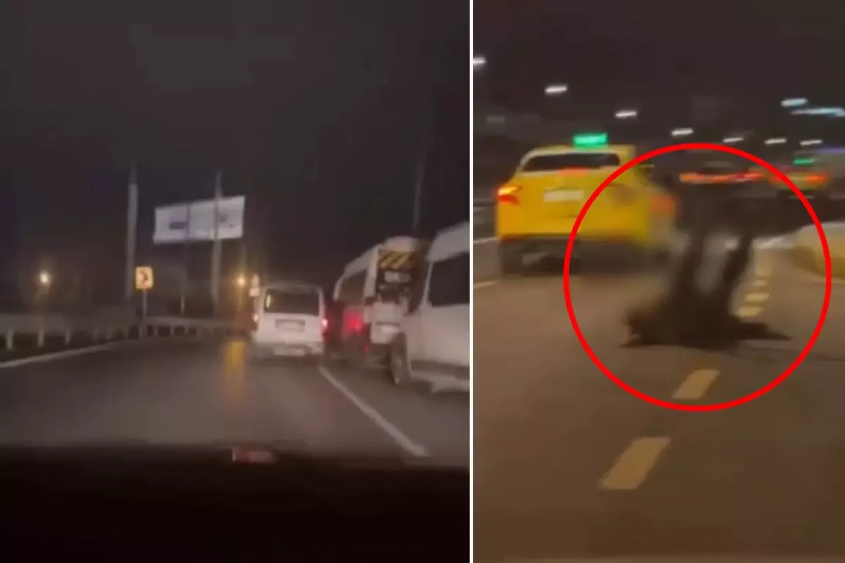 Esrarengiz anlar! Park halindeki minibüslere çarpıp yere yığıldı