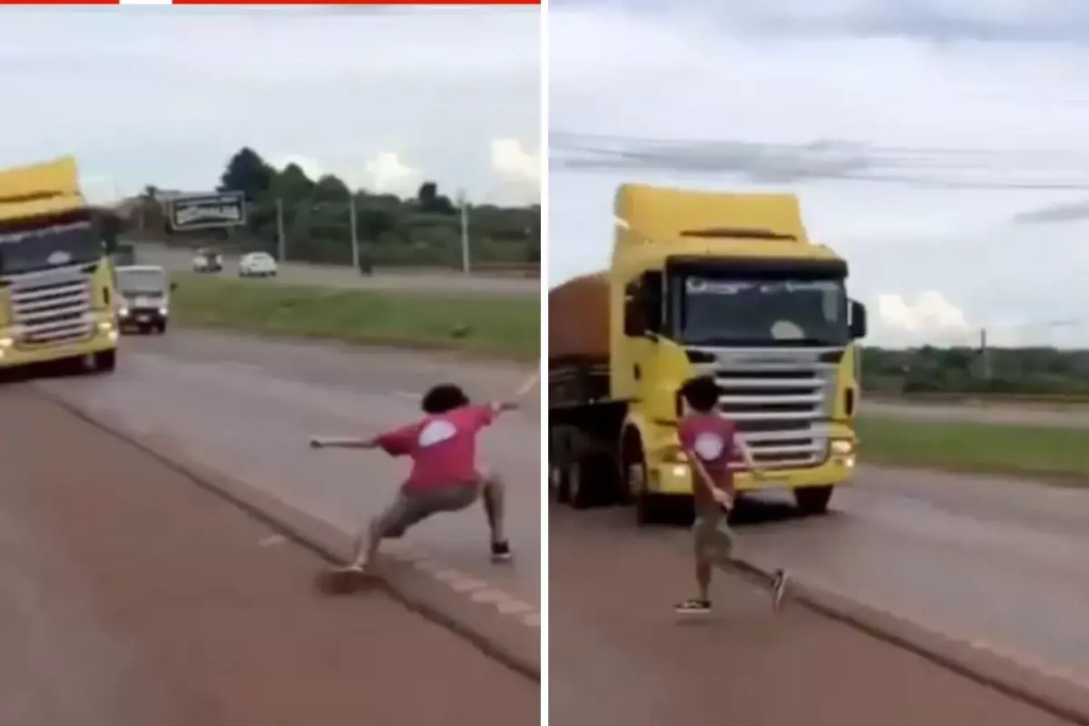 Ölümle kumar: 19 yaşındaki genç, hayatını hiçe sayarak TIR\'la "chicken" oynadı