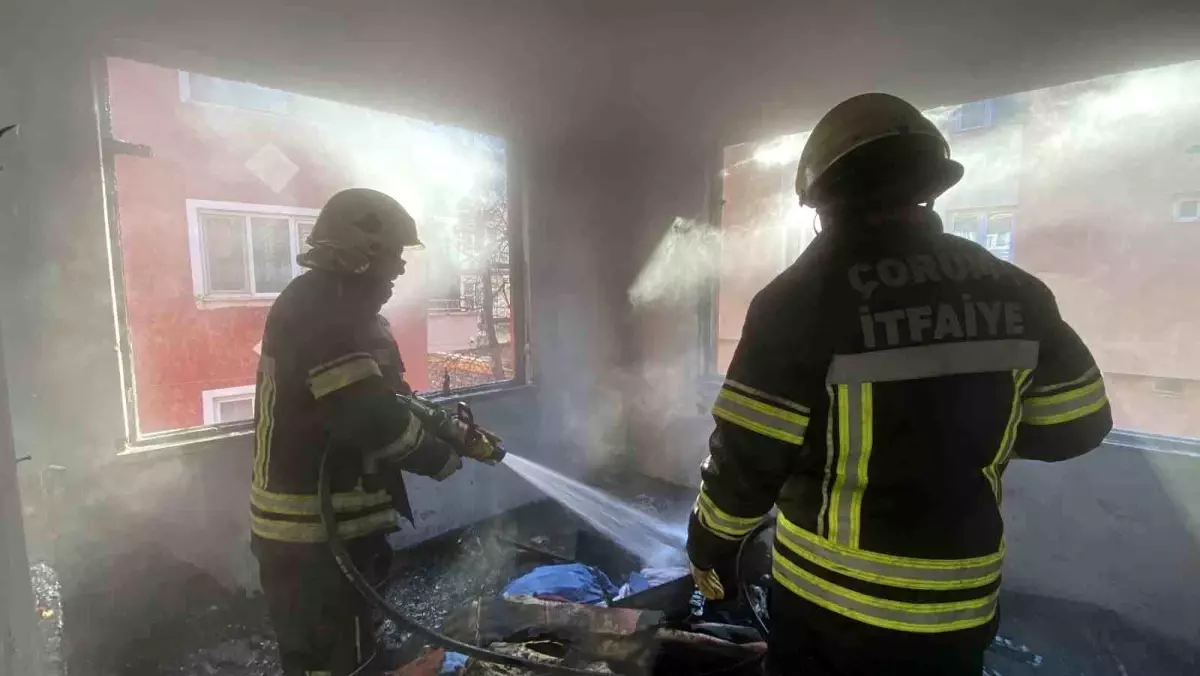 Çorum\'da metruk binada korkutan yangın