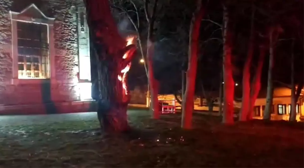 Sivrihisar Tarihi Ermeni Kilisesi önündeki tarihi ağaç ateşe verildi