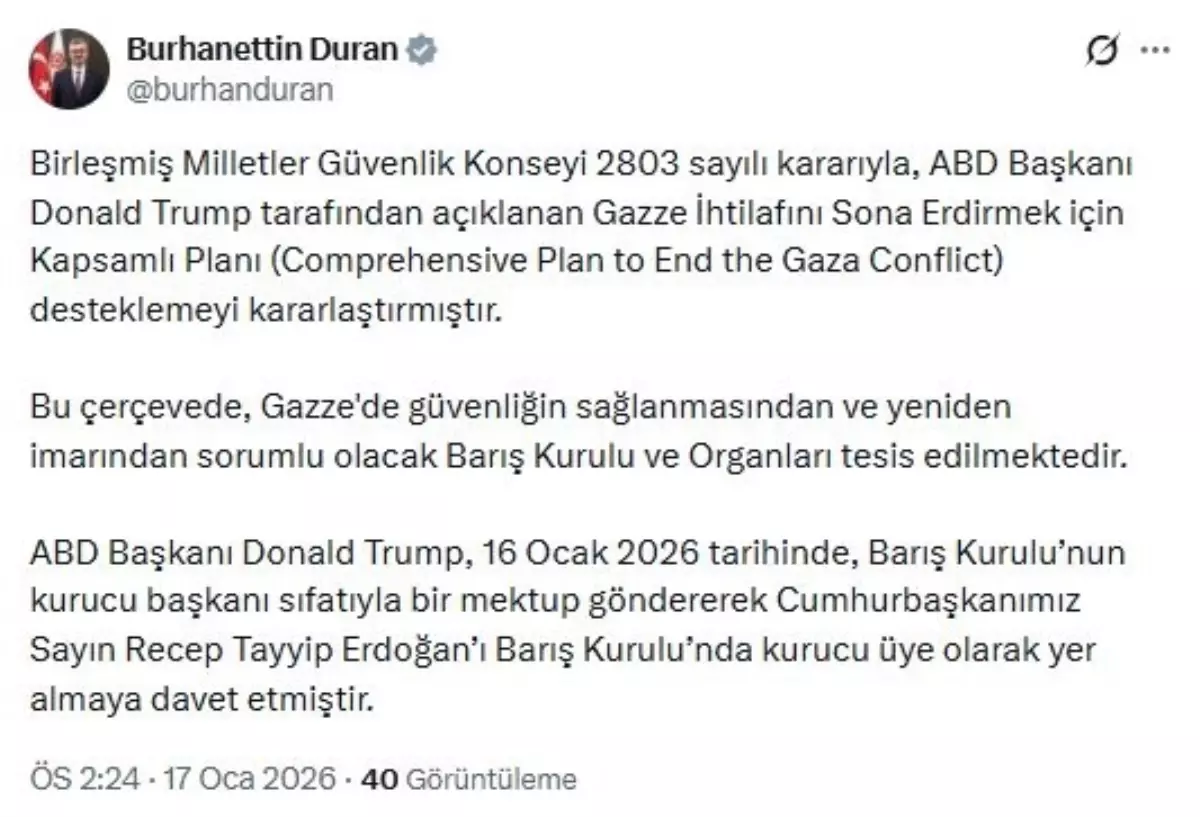Trump\'tan Cumhurbaşkanı Erdoğan\'a \'Gazze Barış Kurulu\' daveti