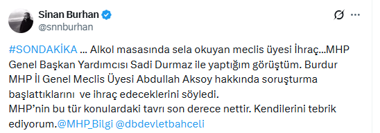 Alkol masasında sela okutan MHP'li meclis üyesine ihraç Alkol masasında sela okutan MHP'li meclis üyesine ihraç