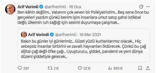 Atlas Çağlayan'ın öldürülmesi sonrası Arif Verimli'nin 5 yıl önceki sözleri gündem oldu