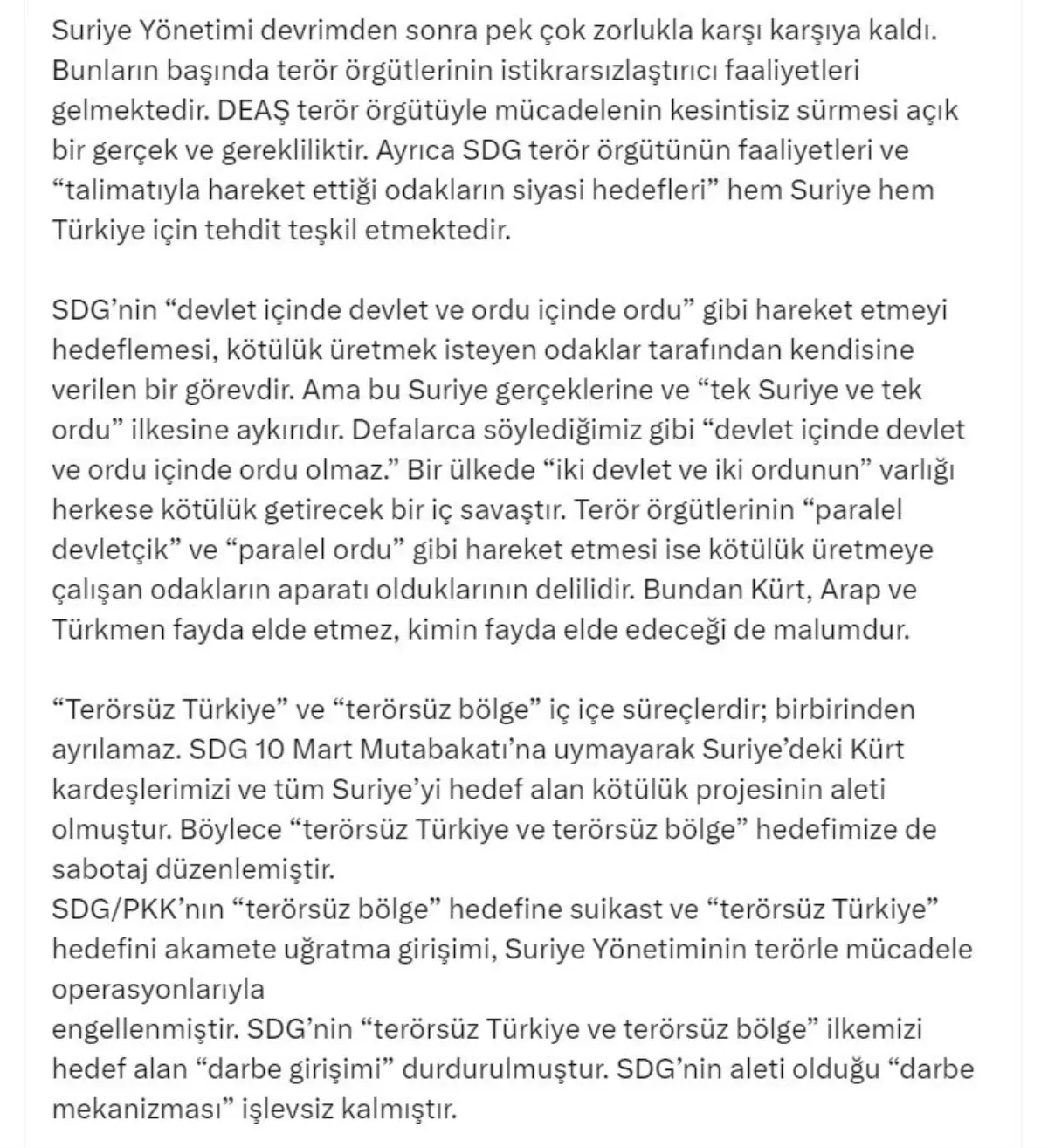 Çelik\'ten SDG/PKK Açıklaması