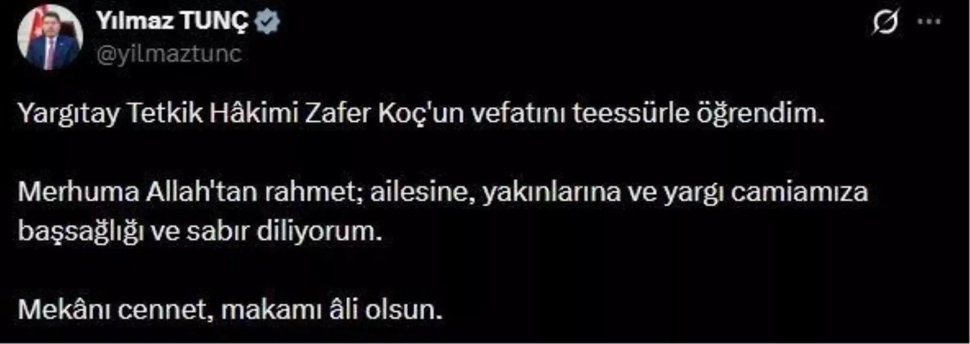 Yılmaz Tunç\'tan Zafer Koç\'a Başsağlığı