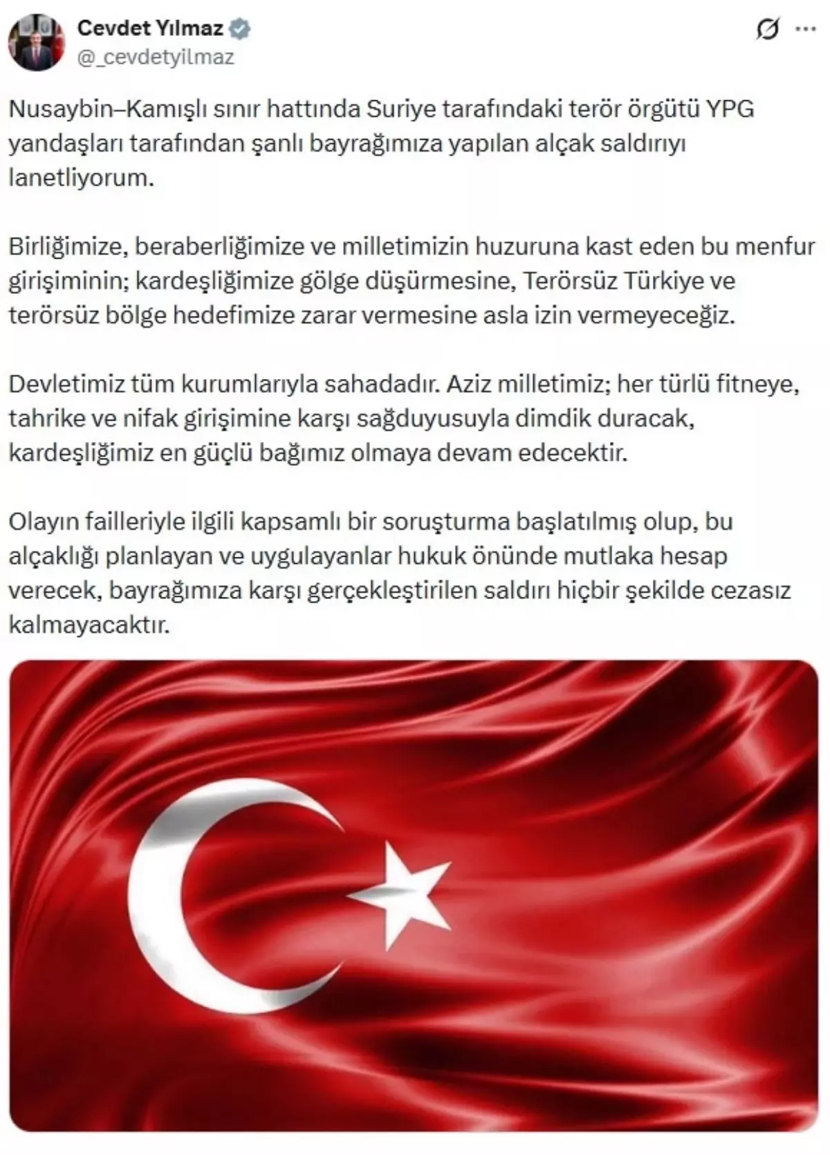 Yılmaz\'dan YPG\'ye Sert Tepki