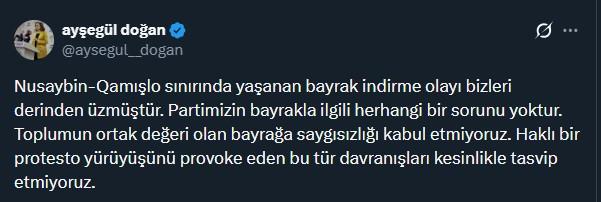 DEM Parti Sözcüsü Doğan: Bayrakla ilgili herhangi bir sorunumuz yoktur
