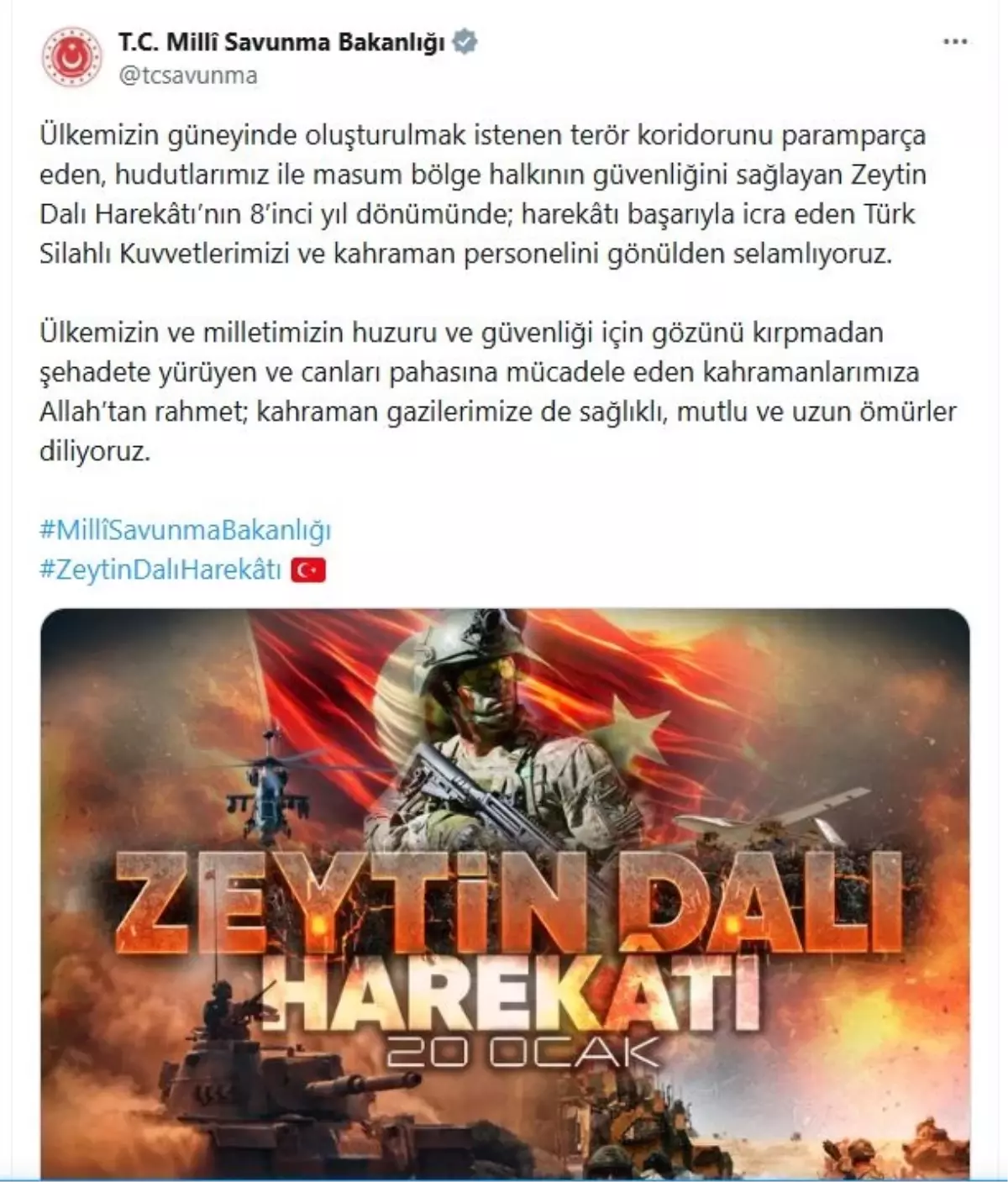 Zeytin Dalı Harekatı\'nın 8. Yıl Dönümü