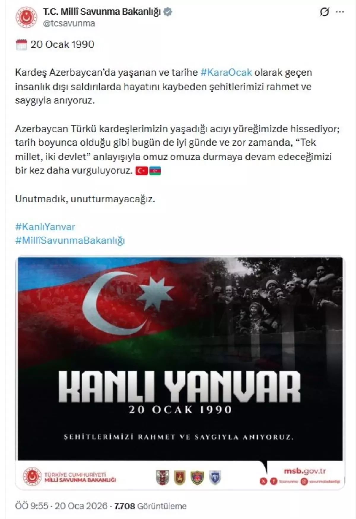 Milli Savunma Bakanlığı, \'Kara Ocak\' Şehitlerini Andı