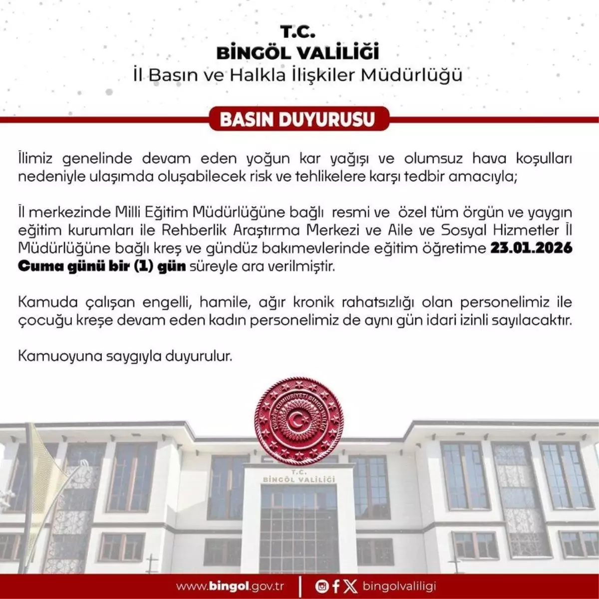 Bingöl\'de Eğitime Kar Engeli