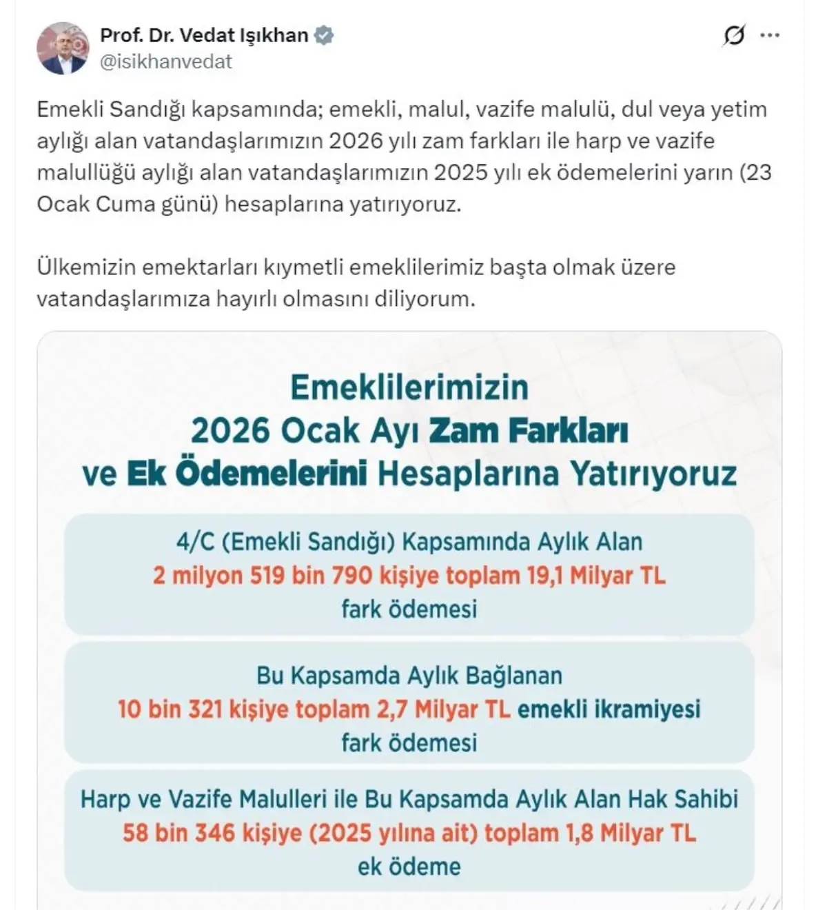 Emeklilere Zam Farkı Ödemesi Yapılacak