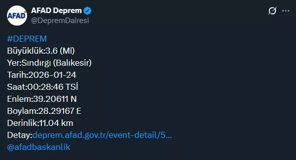 Balıkesir'de 5.1 büyüklüğünde deprem