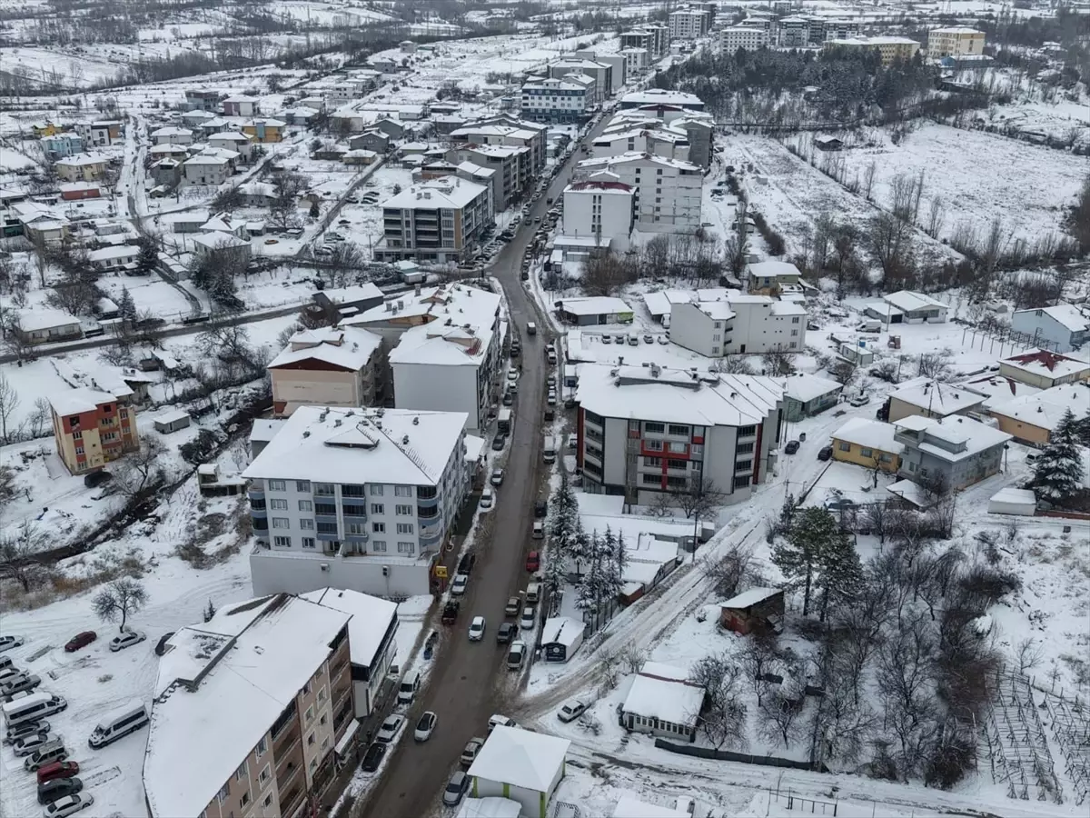 Doğanşehir\'de Kar Manzarası