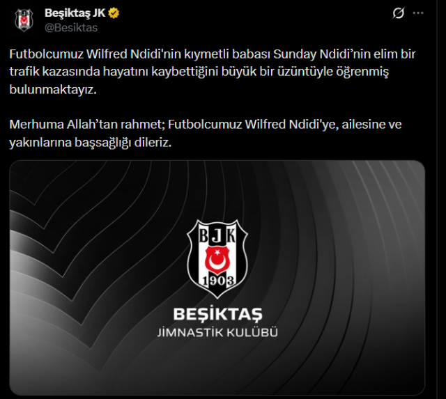Beşiktaşlı yıldızın babası trafik kazasında hayatını kaybetti