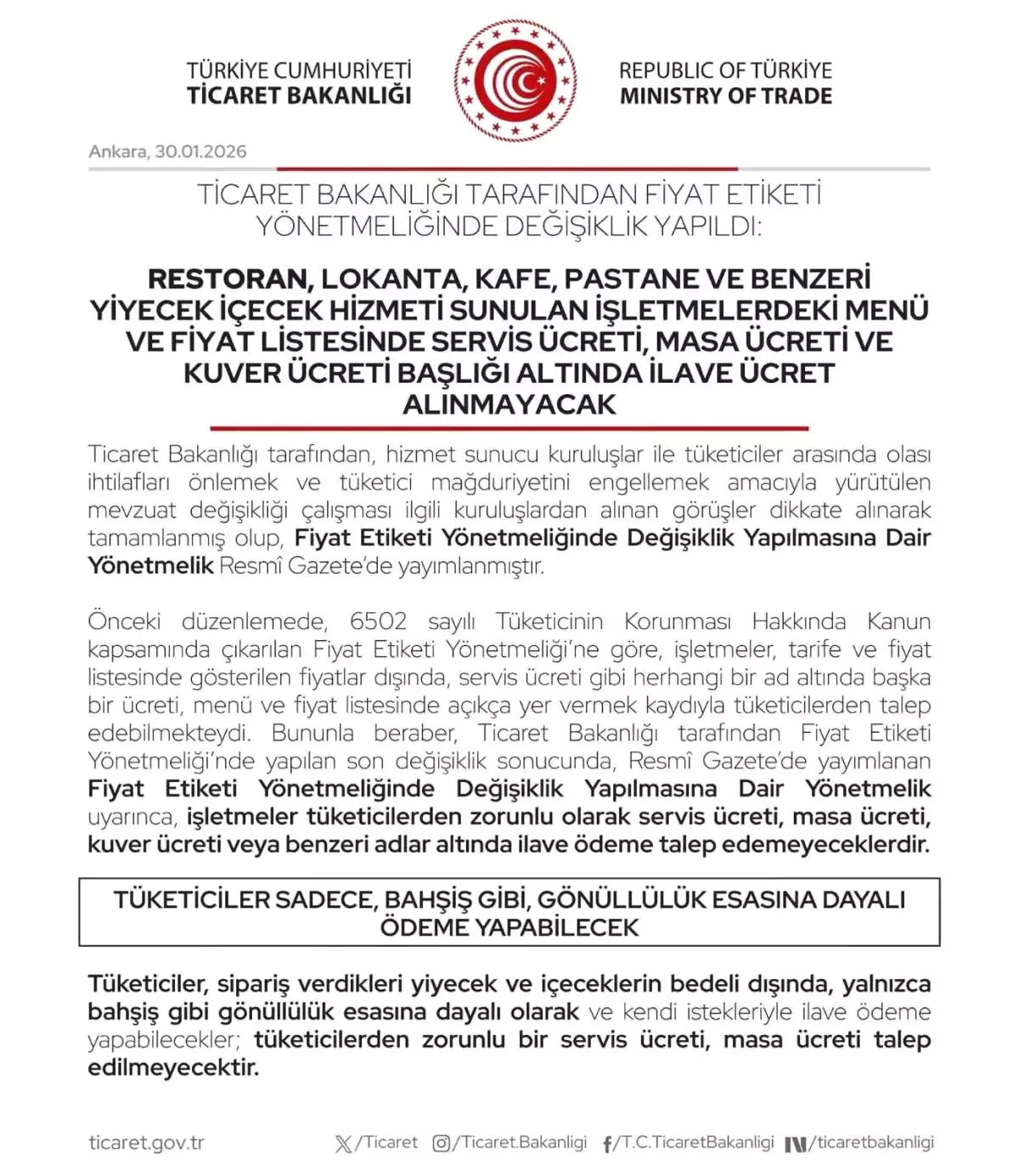 Bartın\'da Masa Ücreti Alınmayacak