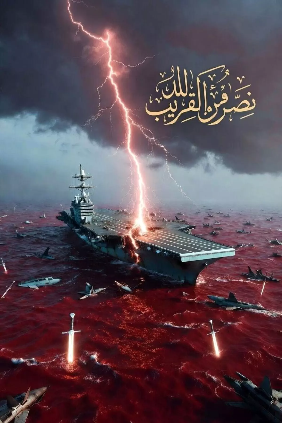 Saldırıya hazırlanan İran, ABD\'ye bu görselle meydan okudu! Yer verilen ayet dikkat çekici