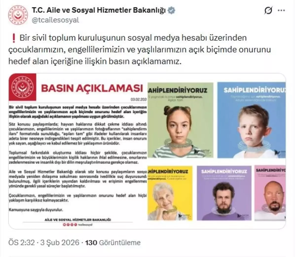 Büyük tepki çeken \'sahiplendirme\' ilanı\'! Aile ve Sosyal Hizmetler Bakanlığı harekete geçti