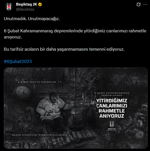 TFF ve spor kulüpleri, 6 Şubat depremlerinde hayatını kaybedenleri andı