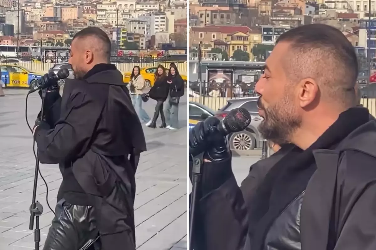İstanbul\'un göbeğinde şarkı söyledi, kim olduğunu fark eden şaştı kaldı