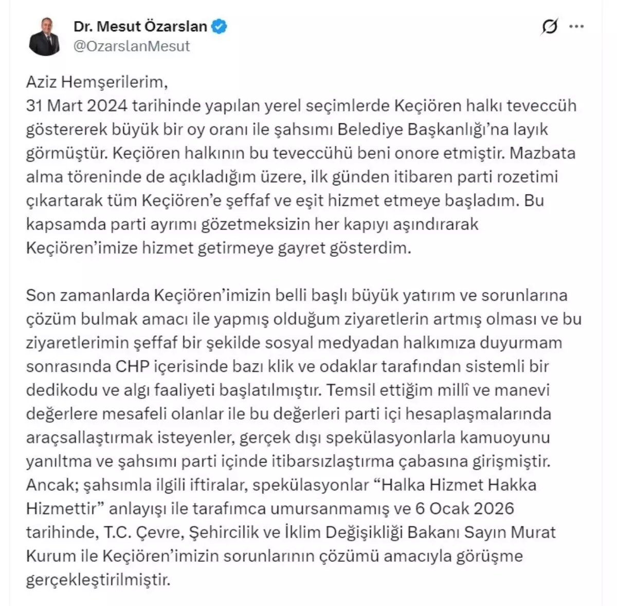Keçiören\'de Siyasi Ayrılık