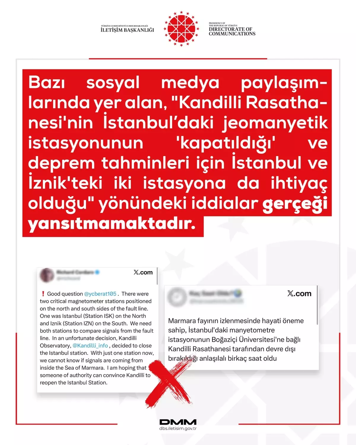 Kandilli Rasathanesi Açıklama Yaptı