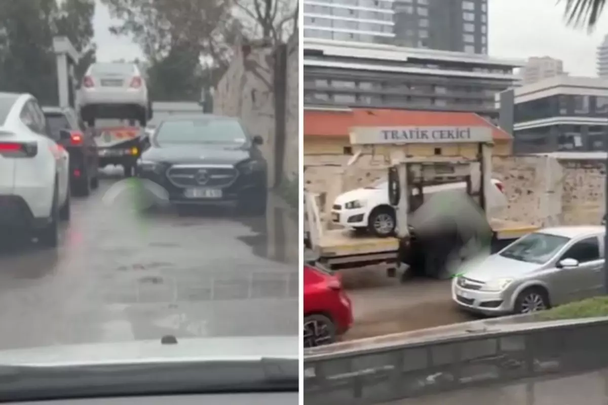 Lüks aracı es geçti, diğer arabaları çekti! Trafikte çekiciye tepki yağdı