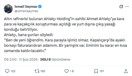 Ahmet Ahlat&ccedil;ı'ya kara para soruşturması! Yurt dışı &ccedil;ıkış yasağı konuldu