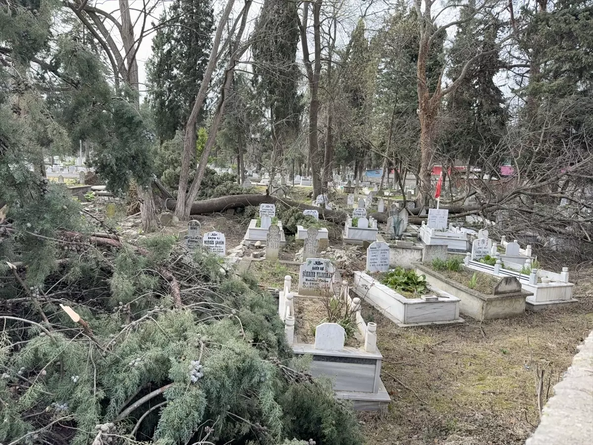 Alaçam Mezarlığında Fırtına Hasarı