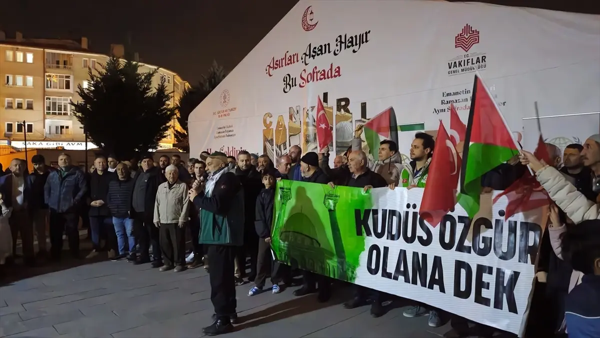 İsrail\'in Mescid-i Aksa\'yı ibadete kapatması ve Gazze\'ye saldırıları Çankırı\'da protesto edildi