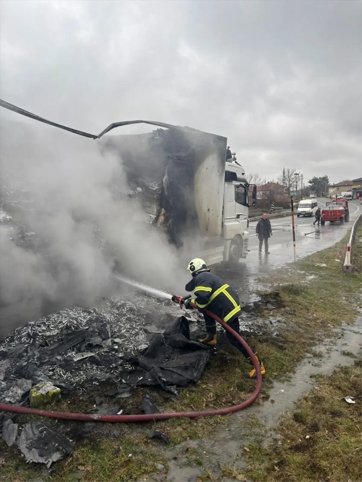 Pınarhisar\'da Hamsi Yüklü Tır Bunun Yangın Çıkardı