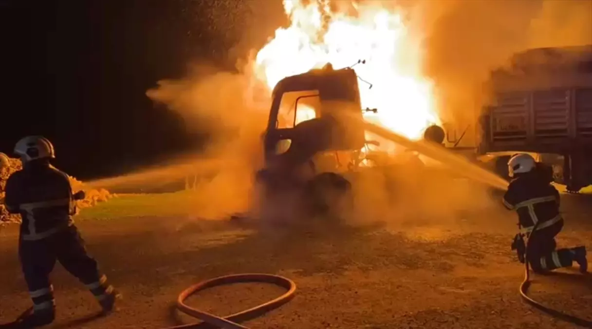 Mardin\'de Seyir Halindeki Tırda Yangın