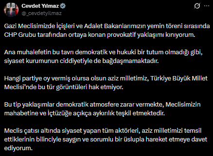 Yılmaz'dan CHP'ye Provokasyon Eleştirisi