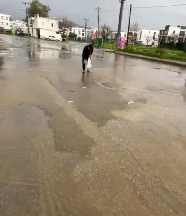 Bodrum'da sağanak baskını: Gölet taştı, asfalta balık yağdı