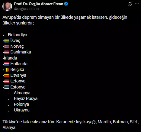 Ahmet Ercan haritayı çizdi: Depremsiz yaşamak istiyorsanız buralara yerleşin