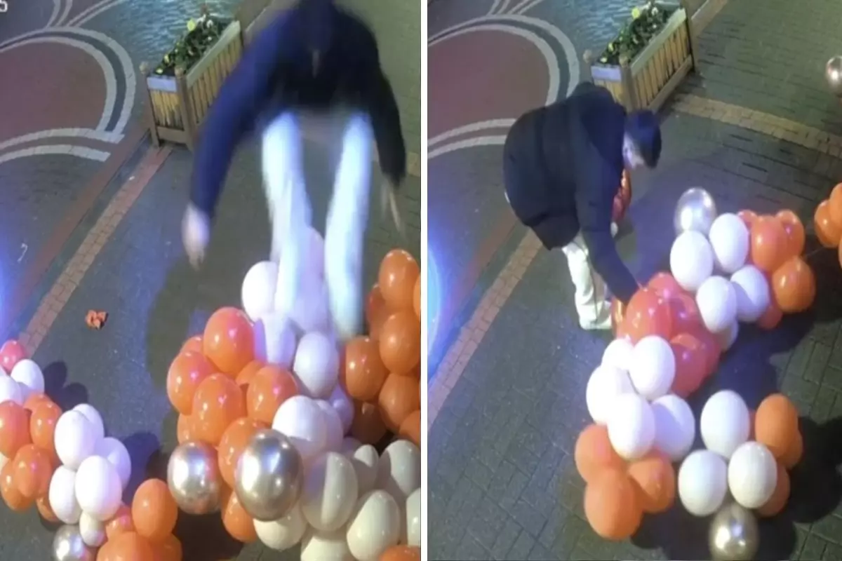 Sevgili Günü balonlarını patlatınca gözaltına alındı! O anlar kameralarda