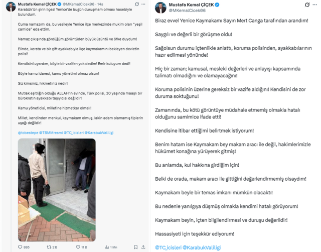 Polis elinde ayakkabıyla kaymakamı bekledi, tepkiler sonrası açıklama geldi Polis elinde ayakkabıyla kaymakamı bekledi, tepkiler sonrası açıklama geldi