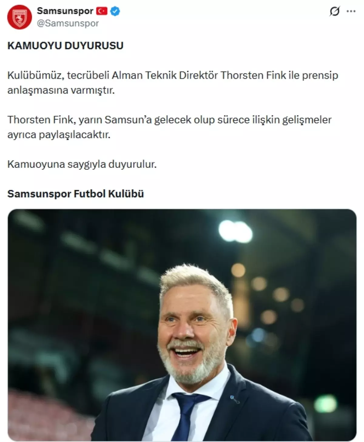 Samsunspor, Thorsten Fink ile Anlaştı