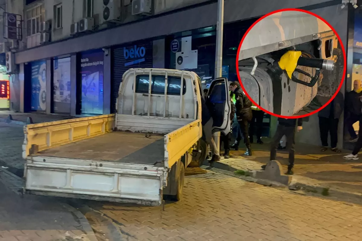 İstasyonda yakıt alırken polisi gördü, kaçarken direğe çarptı