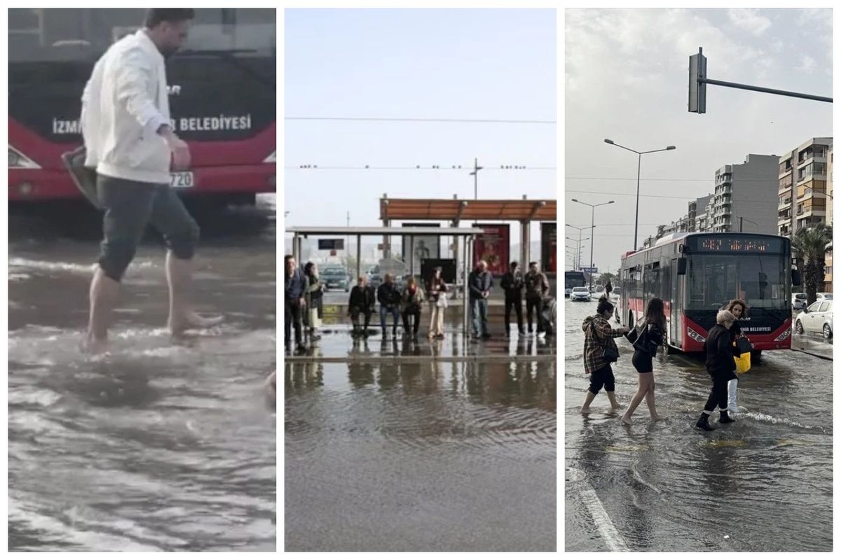 İzmir sele teslim! Vatandaş çıplak ayakla yürümek zorunda kaldı