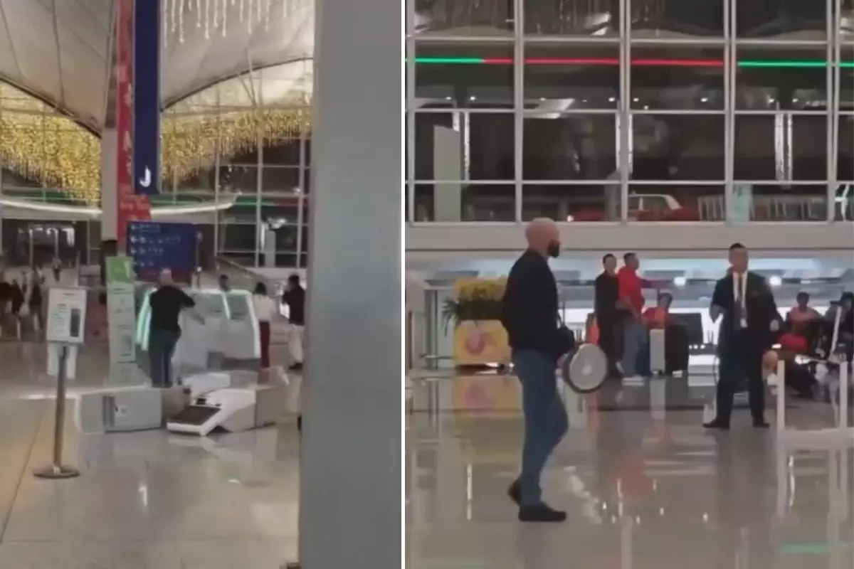 Öfkeli turist havalimanını savaş alanına çevirdi