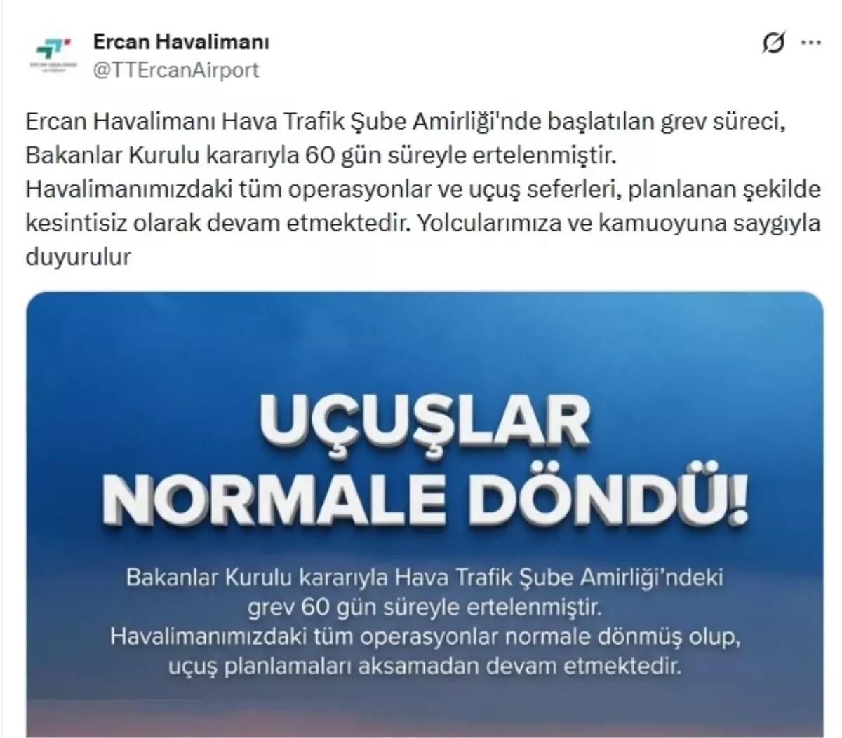 Ercan Havalimanı\'nda Grev, Hava Trafiği Durdu