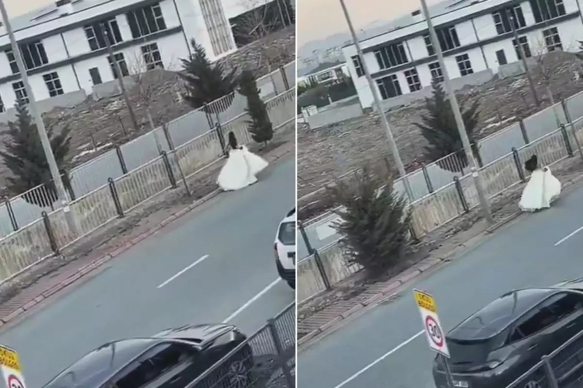 Film sahnesi değil gerçek! Gelinin düğünden kaçtığı anlar kamerada