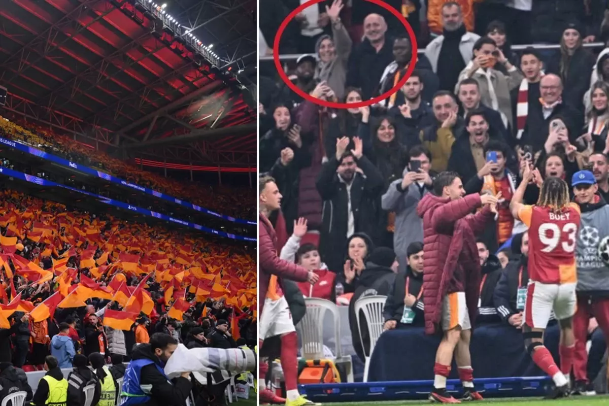 Galatasaray\'ın tarihi zaferinde tribünlerden dikkat çeken an