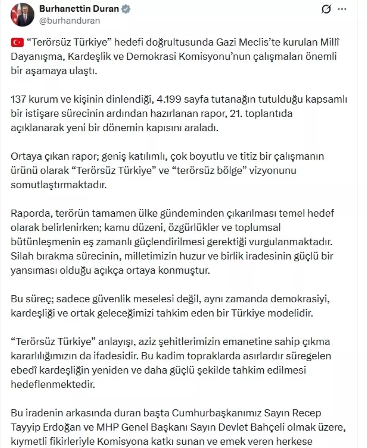 İletişim Başkanı Duran: \'Terörsüz Türkiye\' Hedefi İçin Önemli Rapor Açıklandı