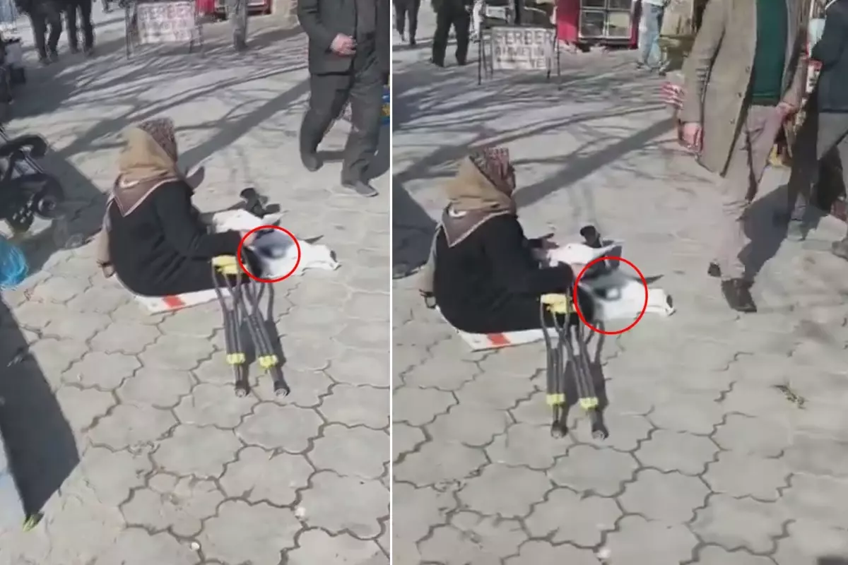 Dilencinin önündeki gören küçük dilini yuttu: Vergi mükellefidir yani