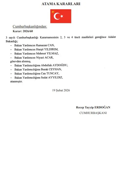 Gece yarısı çok sayıda atama! İki bakanlıkta 7 bakan yardımcısı değişti