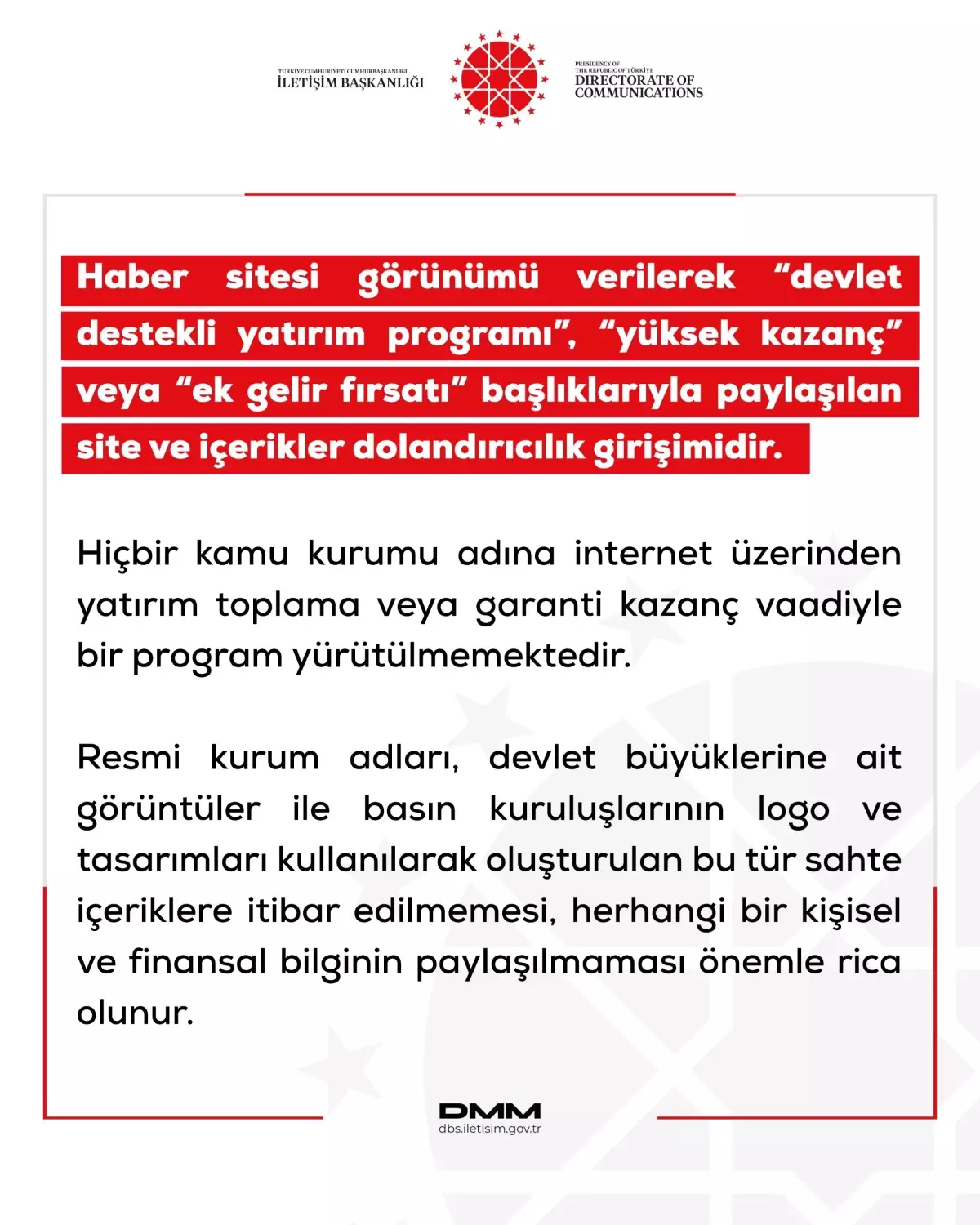 Dolandırıcılık Uyarısı!