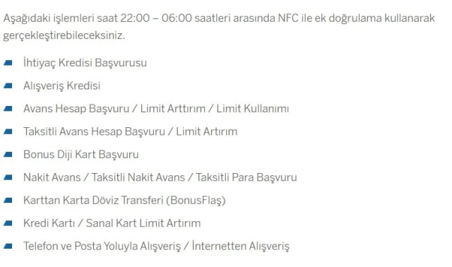 Telefonunda bu özellik olmayanlar saat 22.00'den sonra para transferi yapamayacak