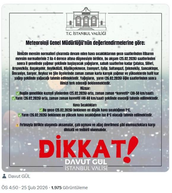 İstanbullular dikkat! Kar yağışı için saat verildi
