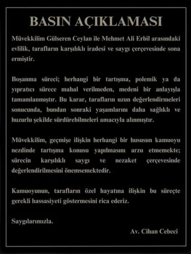 Mehmet Ali Erbil-Gülseren Ceylan çiftinden beklenmedik karar! 7 ayda bitti Mehmet Ali Erbil-Gülseren Ceylan çiftinden beklenmedik karar! 7 ayda bitti